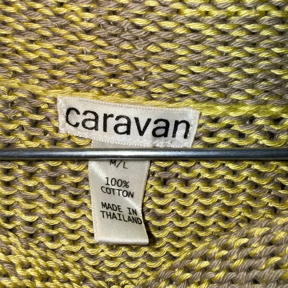 Caravan Vintage Pullover Womens M/L Green Brown Cotton Sweater